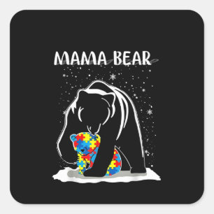autistisch   Mama Bear Autismus Puzzle Piece Snowf Quadratischer Aufkleber