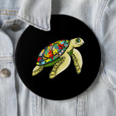 autistisch | Sea Turtle Puzzle Piece Autismus Bewu Button (Beispiel)