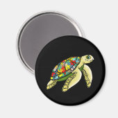 autistisch | Sea Turtle Puzzle Piece Autismus Bewu Magnet (Vorderseite/Rückseite)