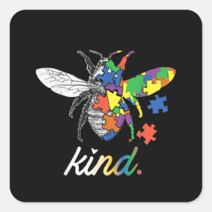 autistisch   Seien Sie freundlich Beekeeper Puzzle Quadratischer Aufkleber