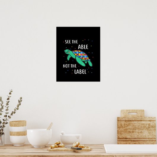 autistisch | Siehe Able not label Sea Turtle Poster (Küche)
