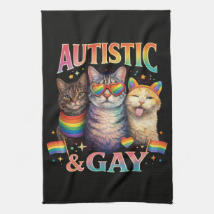 Autistisch und schwul lustige Katze Geschirrtuch