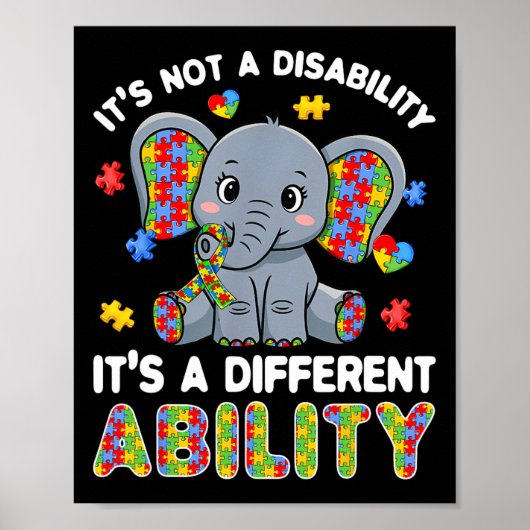 Autistische Andersfähigkeit Autismus-Bewusstsein E Poster (Vorne)