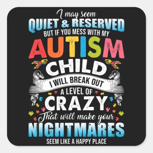 Autistische Autismus Bewusstsein Puzzle Pieces Pro Quadratischer Aufkleber (Vorderseite)