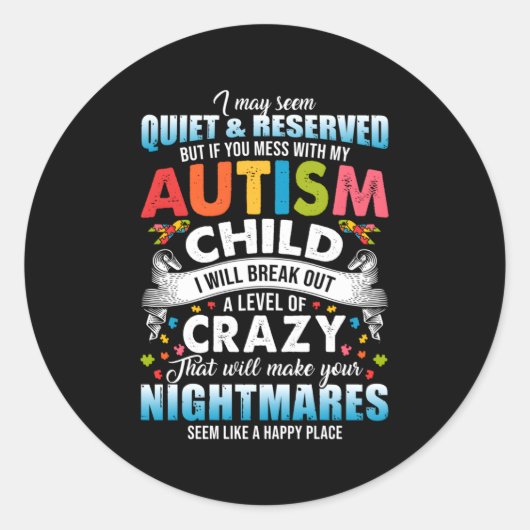 Autistische Autismus Bewusstsein Puzzle Pieces Pro Runder Aufkleber (Vorderseite)