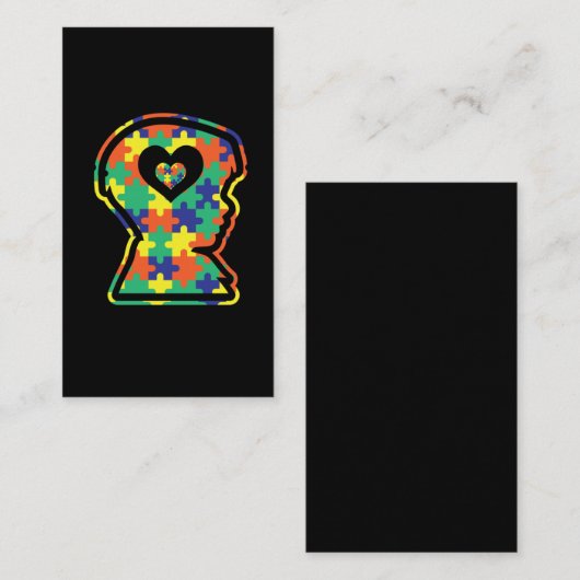 Autistische Kinderfarbigkeit Puzzle Symbol Silhoue Visitenkarte (Vorne/Hinten)