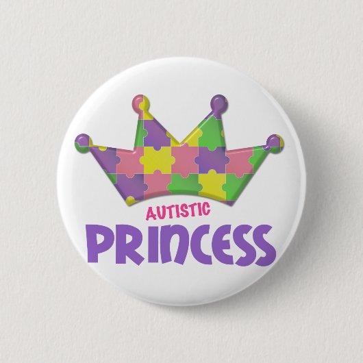 Autistische Prinzessin 1 AUTISMUS Button (Vorderseite)