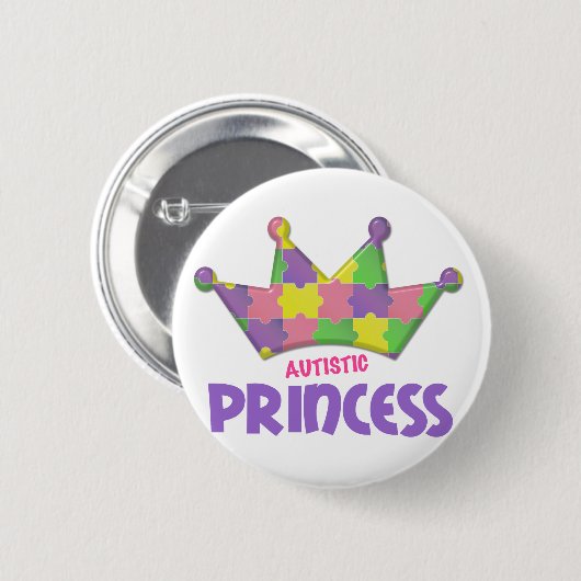 Autistische Prinzessin 1 AUTISMUS Button (Vorne & Hinten)