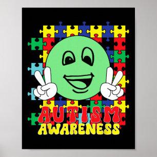 Autistische Puzzle-Teile Lächeln Gesicht Autismus- Poster