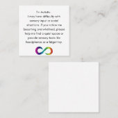 Autistische Unterkunftskarte Quadratische Visitenkarte (Vorne/Hinten)