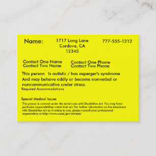 Autistische wachsame Karte