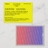 Autistische wachsame Karte (Vorne/Hinten)