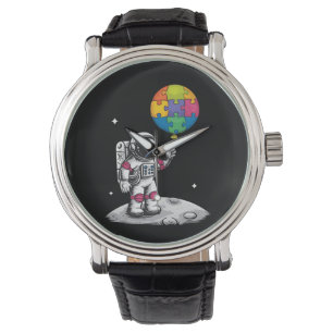 Autistischer Astronaut Ballon Weltraum Autismus-Be Armbanduhr