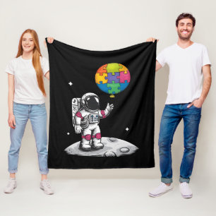 Autistischer Astronaut Ballon Weltraum Autismus-Be Fleecedecke