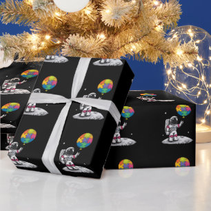 Autistischer Astronaut Ballon Weltraum Autismus-Be Geschenkpapier