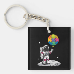 Autistischer Astronaut Ballon Weltraum Autismus-Be Schlüsselanhänger