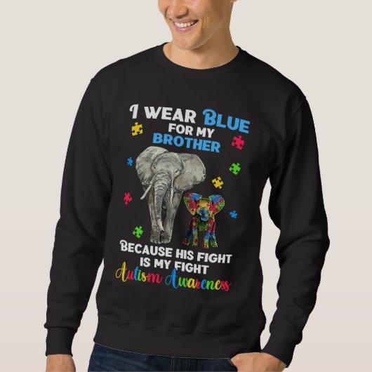 Autistischer Elefant Ich trage Blau für meinen Br Sweatshirt (Vorderseite)