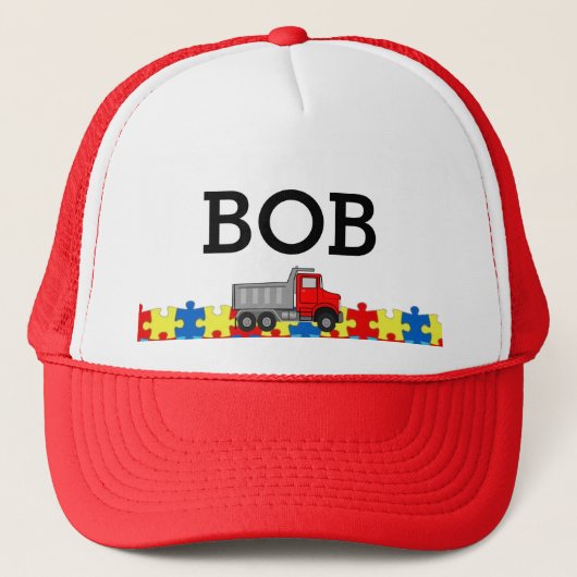 Autistischer Hut mit NAME Baseball Cap Truckerkappe (Vorderseite)