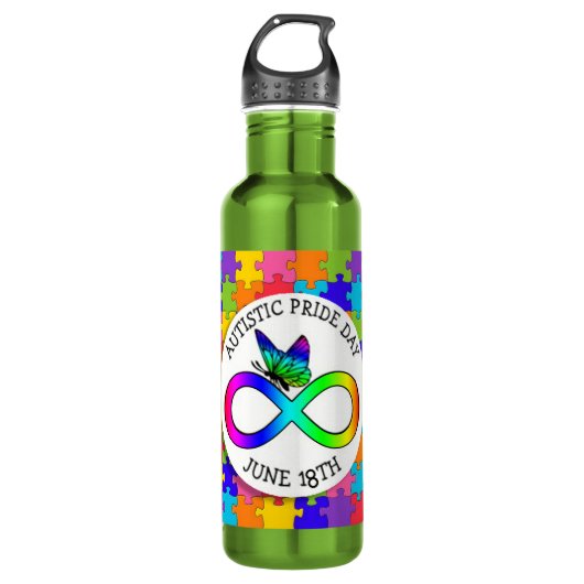 Autistischer Pride Tag 18 Juni Wasserflasche Edelstahlflasche (Vorderseite)