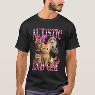 Autistischer und schwuler lustiger Bootleg-Katze T-Shirt