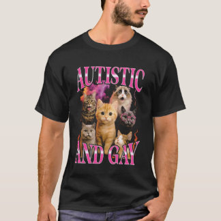 Autistischer und schwuler lustiger Bootleg-Katze T-Shirt