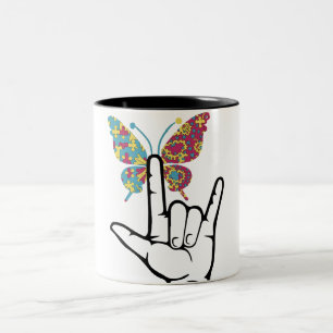 Autistisches Autismus Schmetterling Autismus-Bewus Zweifarbige Tasse