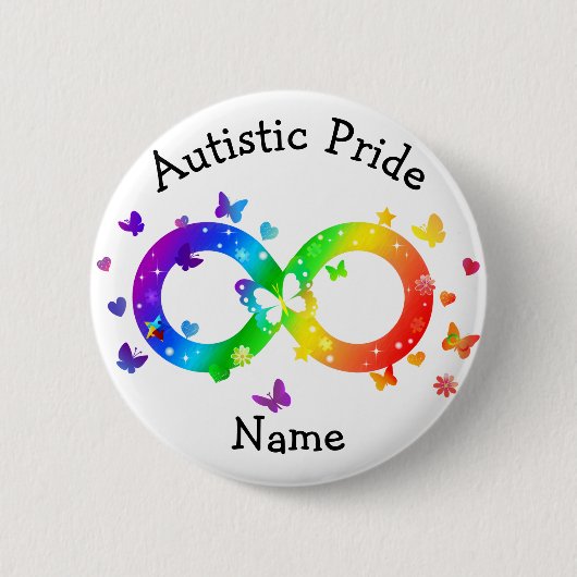 Autistisches Stolz-Unendlichkeitssymbol Button (Vorderseite)