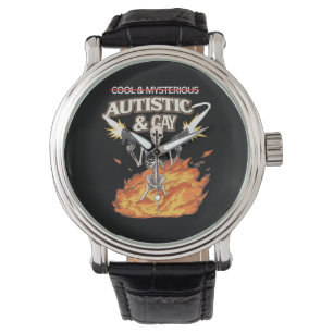 Autistisches und schwules Skelett Lustige Autismus Armbanduhr