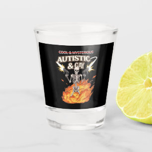 Autistisches und schwules Skelett Lustige Autismus Schnapsglas