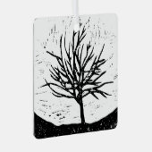 Autmnal Tree Lino Print Ornament Aus Metall (Vorderseite Rechts)