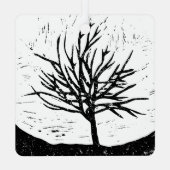 Autmnal Tree Lino Print Ornament Aus Metall (Rückseite)