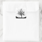 Autmnal Tree Lino Print Quadratischer Aufkleber (Tasche)