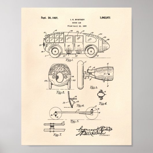 Auto 1927 Patent Art Old Peper Poster (Vorne)