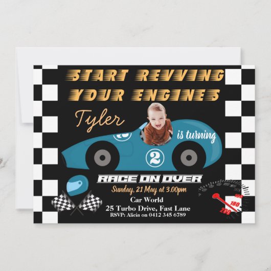 Auto 2. Geburtstag Jungen Einladung (Vorderseite)