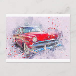 Auto altes Auto abstrakt Aquarell Vintage Klassike Postkarte