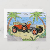 Auto am Strand Postkarte (Vorne/Hinten)