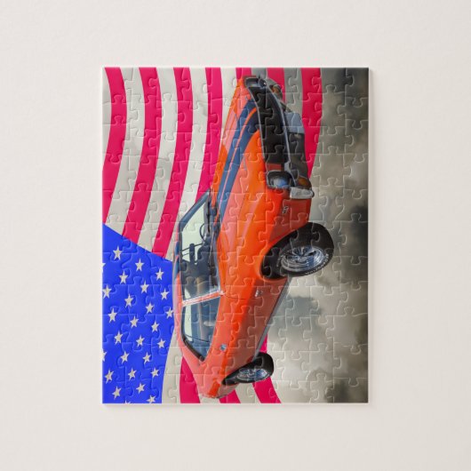 Auto AMCs Javlin mit amerikanischer Flagge Puzzle (Vertikal)