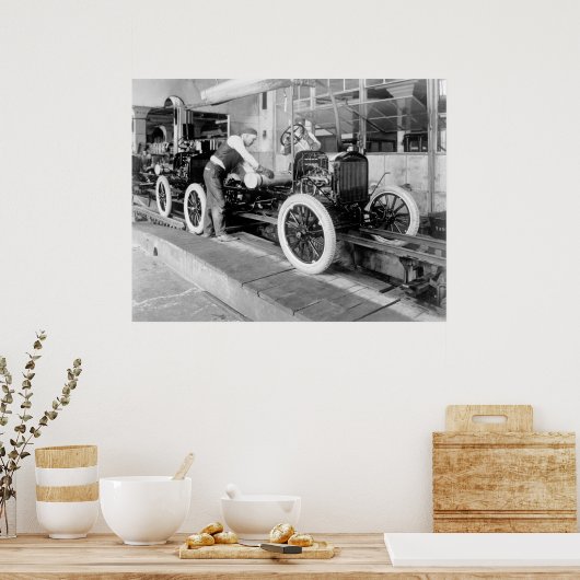 Auto Assembly Line, 1920er Poster (Küche)