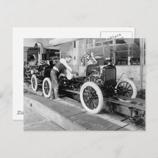 Auto Assembly Line, 1920er Postkarte (Vorne/Hinten)