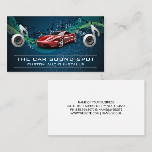 Auto Audio Techniker | Elektronik Visitenkarte (Vorne/Hinten)