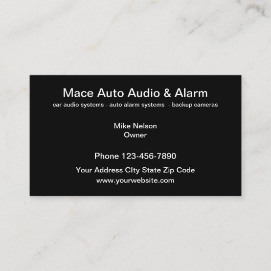 Auto-Audio und Sicherheitssysteme Visitenkarte (Vorderseite)