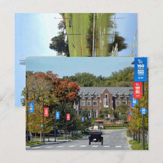 Auto auf Campus Postkarte (Vorne/Hinten)