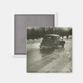 Auto auf Straße Magnet (Vorderseite/Rückseite)