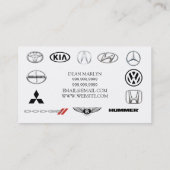 Auto, Auto, Händlerhandelskarte Visitenkarte (Rückseite)