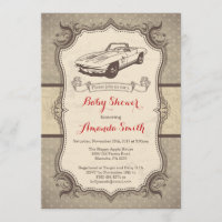 Auto-Baby-Shower-Einladung Vintage Retro