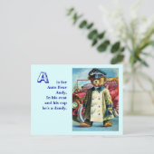 Auto Bear Andy - Letter A - Vintager Teddybär Postkarte (Stehend Vorderseite)