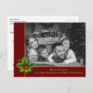 Auto Black and White Foto Holly Red Christmas Postkarte