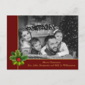 Auto Black and White Foto Holly Red Christmas Postkarte (Vorderseite)