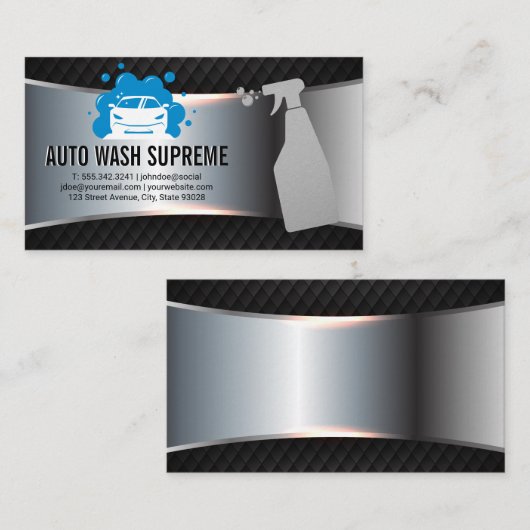 Auto-Blasen-Logo | Autowasch-Flasche Visitenkarte (Vorne/Hinten)