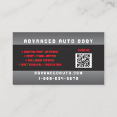Auto Body Custom Paint Detection Collison QR Code Visitenkarte (Rückseite)